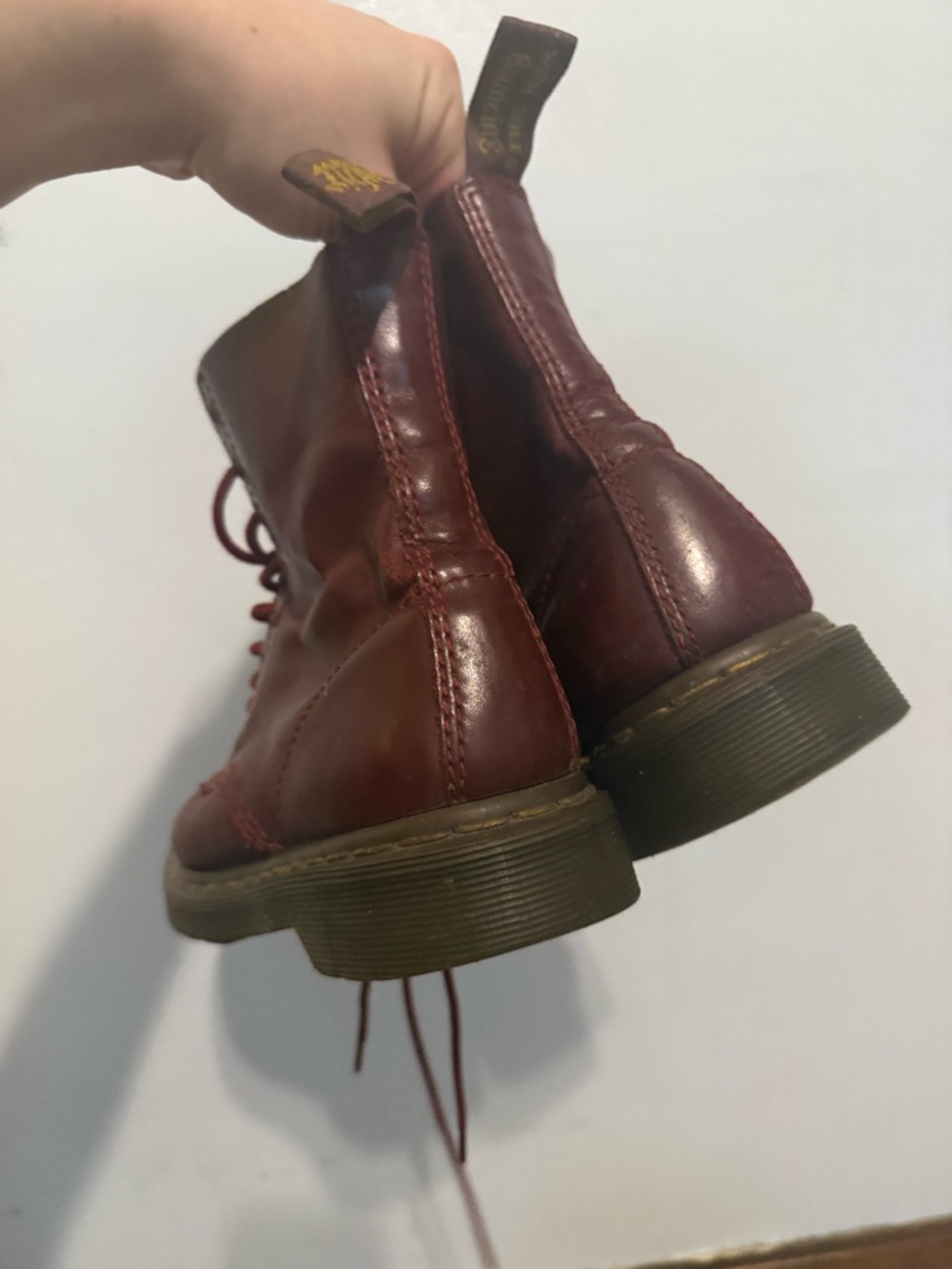 RARE Dr. Martens Burgundy Red Leather Lace-Up Ankle Boots Doc Marten Pascal - Picture 5 of 9
